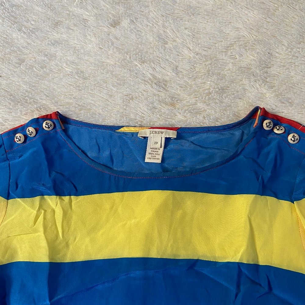 Cute mutli color stripe J.crew 100% Silk top